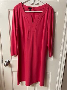 Talbots new V neck three quarter sleeve pink midi dress women’s size 20